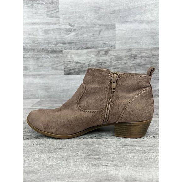 Arizona Jean Co Womens Ankle Boots Size 8M Suede Brown Side Zipper Low Heel - Picture 6 of 8